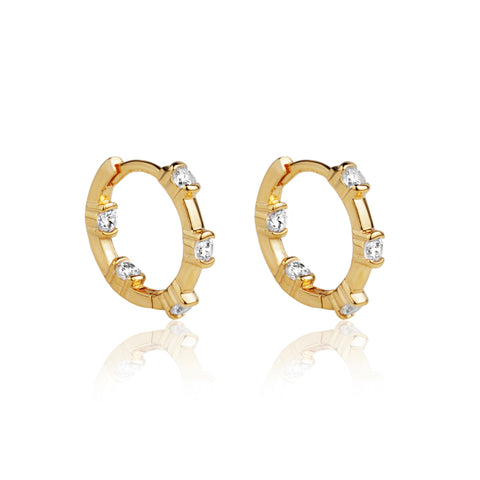 Brinco Argola Média com Ponto de Luz Gold 18K