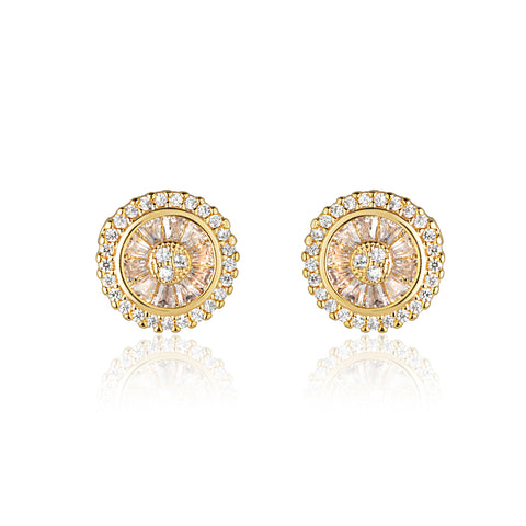 Brinco Pizza Zircônia Baguete Gold 18K