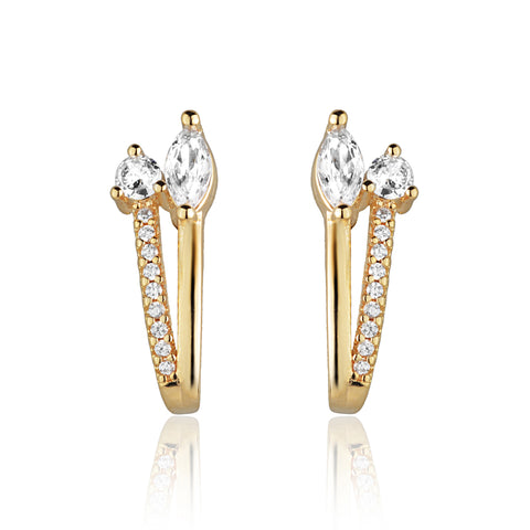 Brinco Ear Hook com Zircônias Gold 18K