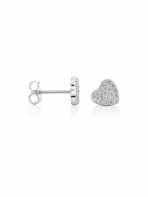 Brinco Pequeno Coração Zircônia Cristal 7mm Prata 925