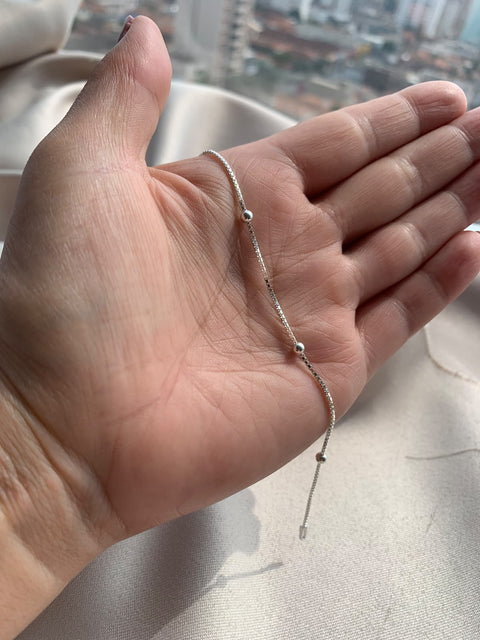 Corrente de Prata 0,15mm Veneziana com Bolinhas 45cm