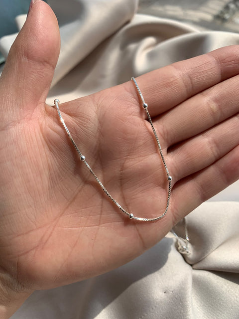 Corrente de Prata 0,15mm Veneziana com Bolinhas 50cm