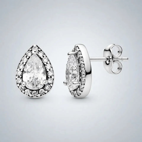 Brinco de Prata Princesa Gota com Pedra Zircônia