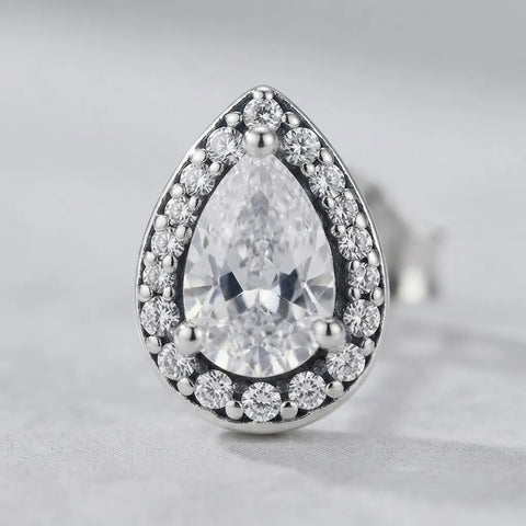 Brinco de Prata Princesa Gota com Pedra Zircônia