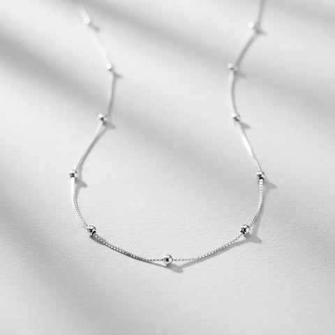 Corrente de Prata 0,15mm Veneziana com Bolinhas 45cm