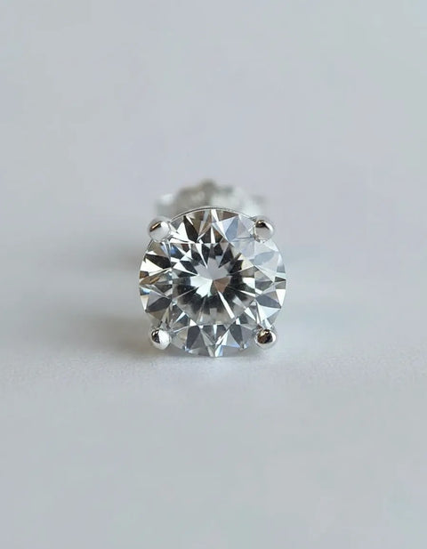Brinco Ponto de Luz Prata 925 Zircônia Cristal 6mm Feminino