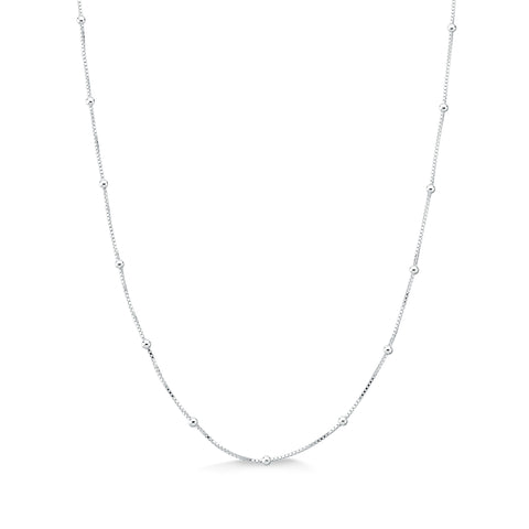 Corrente de Prata 0,12mm Veneziana com Bolinhas 50cm