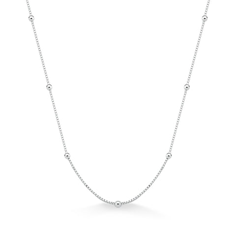 Corrente de Prata 0,19mm Veneziana com Bolinhas 40cm