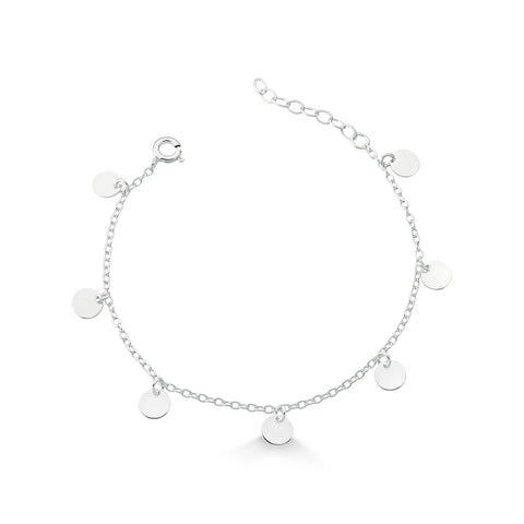 Pulseira de Prata Pingentes em Círculos
