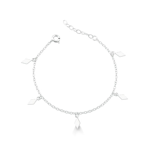 Pulseira de Prata Pingentes em Losango