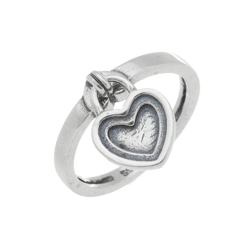 Anel de Prata com Coração Cadeado