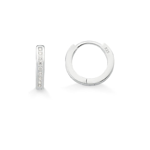 Brinco de Prata Argola em Zircônias 14mm