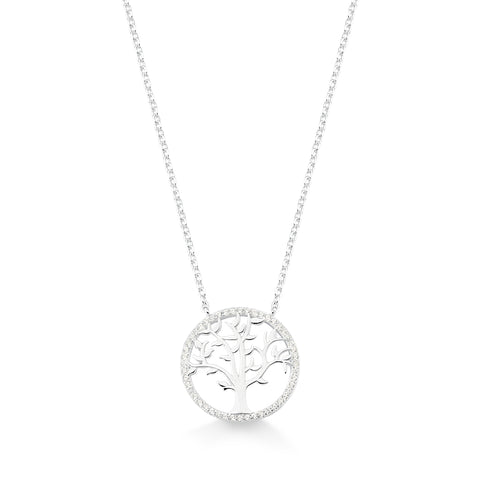 Colar de Prata Árvore da Vida em Zircônias 50cm