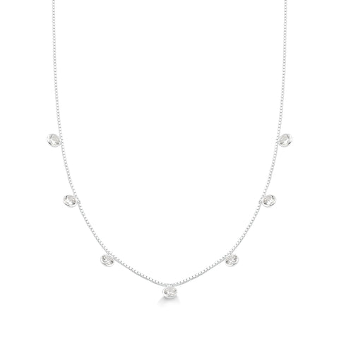 Colar de Prata Ponto de Luz 0.80 DC - cristal 45cm