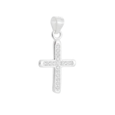 Pingente de Prata Cruz Sagrada com Zircônias Cristal