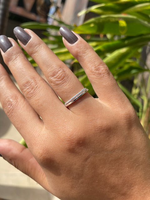 Anel de Prata Aro Duplo com Zircônia Cristal