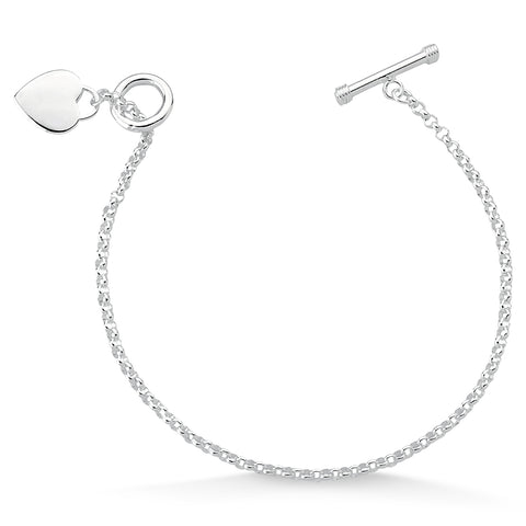 Pulseira de Prata Coração com Trava Bastão